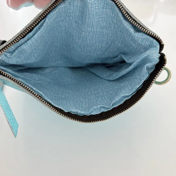 NWOT Zina Kao THE METALLIC LAKESHORE  Crossbody Bag - AQUA - Picture 7 of 7